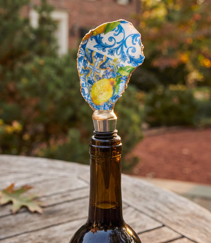 Lemon Tile Oyster Shell Wine Stopper