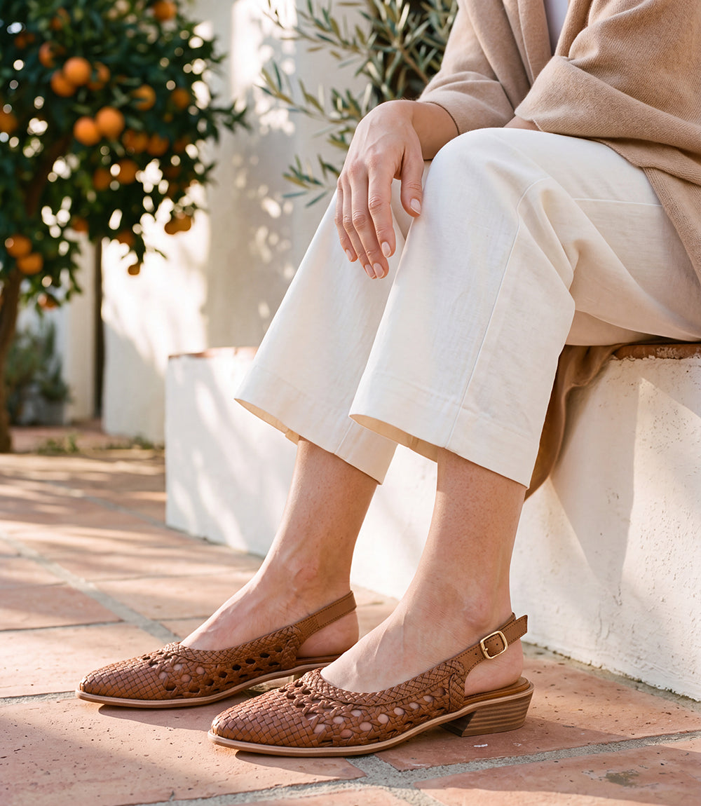 Seychelles Roxanne Woven Leather Sling Back Mules