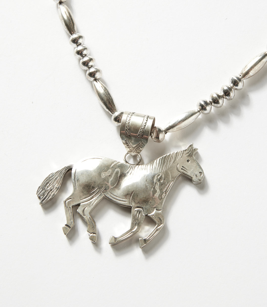 Vintage Sterling Silver Horse Pendant Necklace