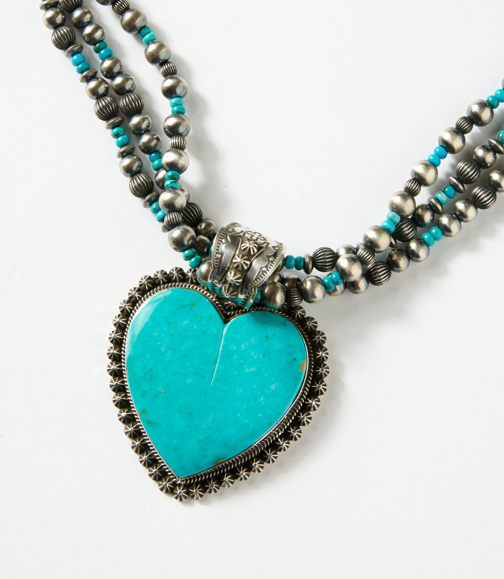 Large Embellished Turquoise Multi Strand Necklace