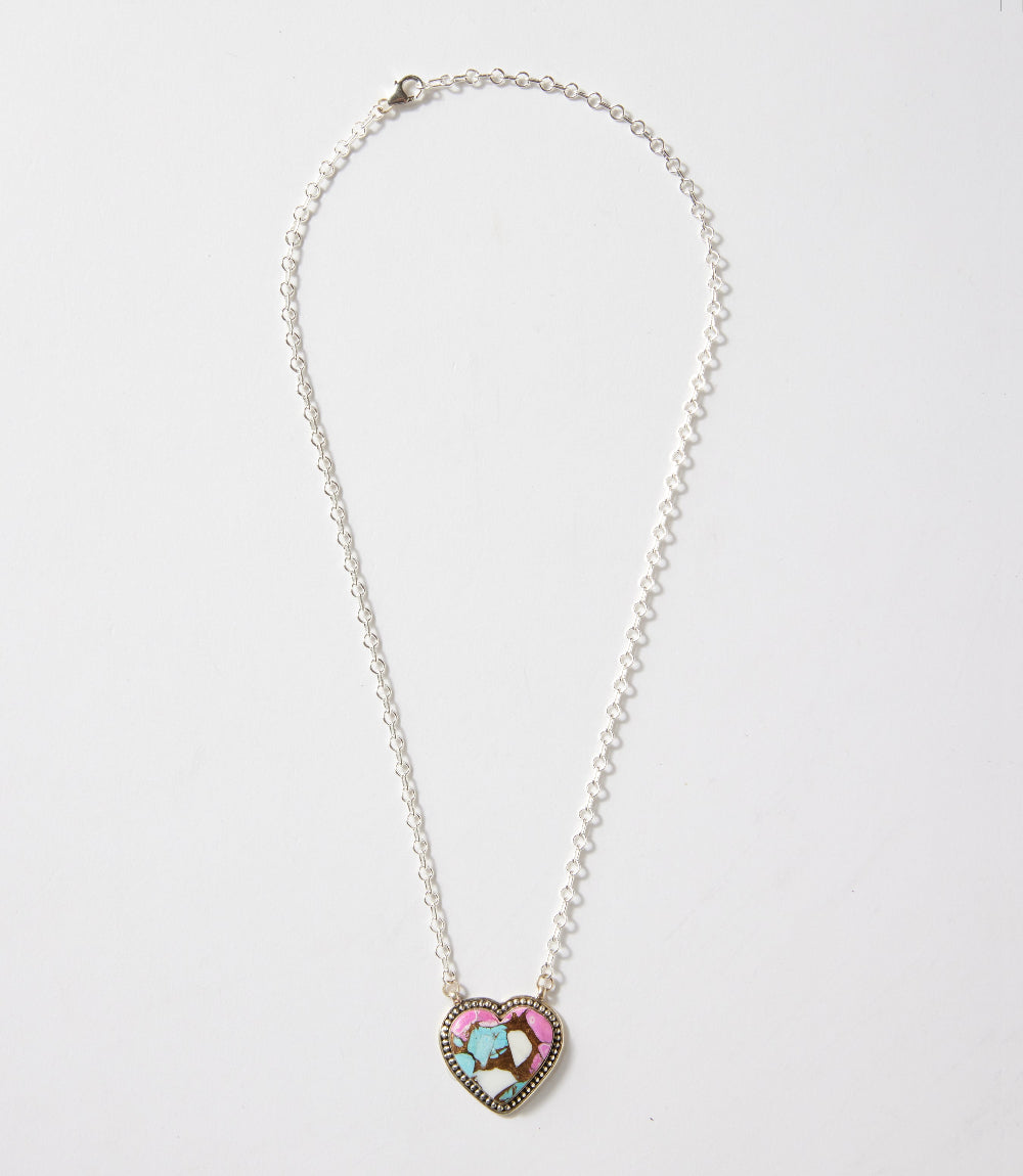 Cotton Candy Turquoise Heart Necklace