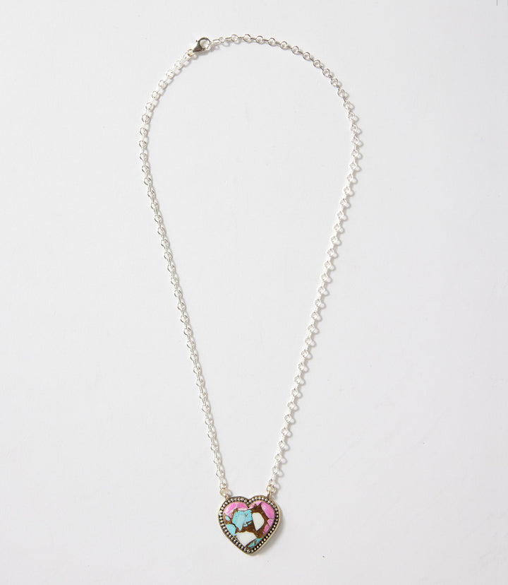 Cotton Candy Turquoise Heart Necklace
