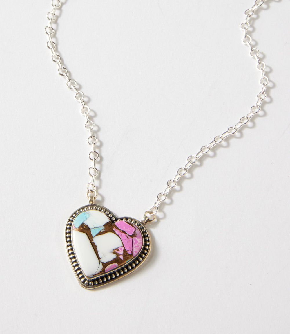 Cotton Candy Turquoise Heart Necklace
