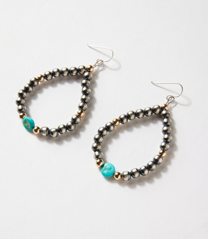 Navajo Pearl And Turquoise Earrings