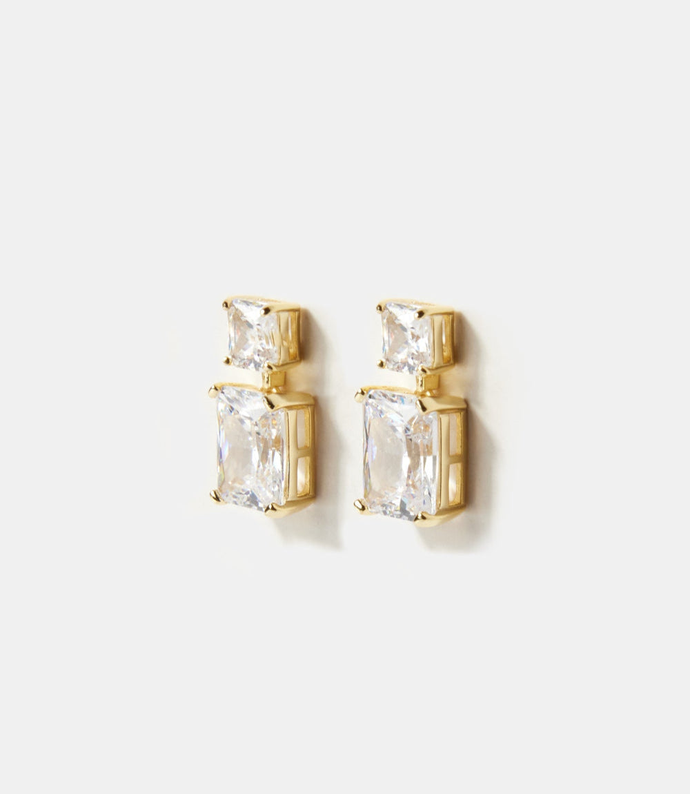 Princess Cut Drop Earrings