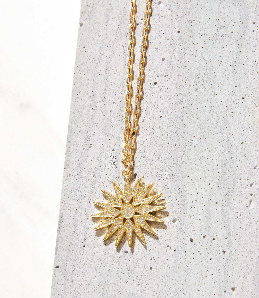 Pavé Crystal Sunburst Necklace