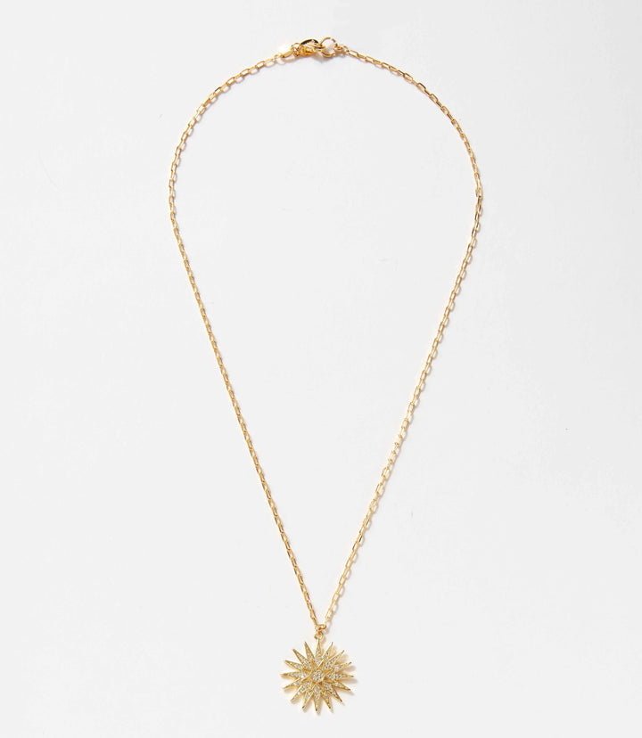 Pavé Crystal Sunburst Necklace
