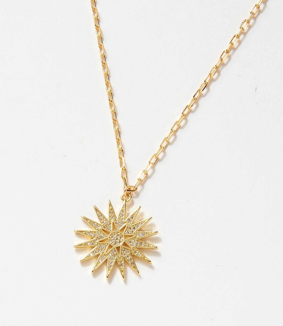 Pavé Crystal Sunburst Necklace