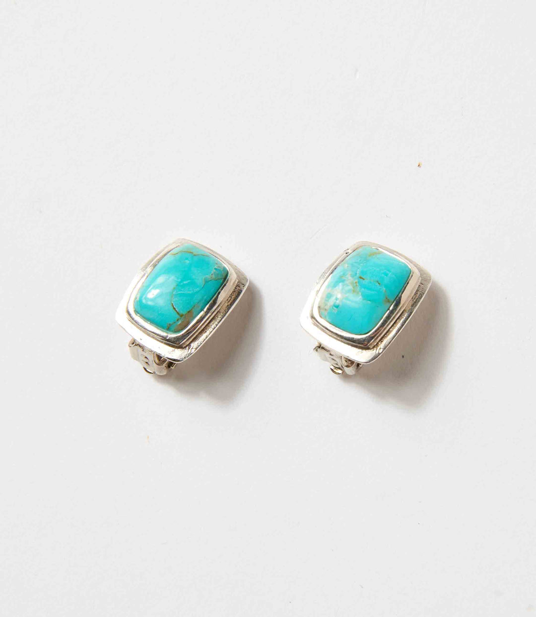 Turquoise Sterling Silver Clip Earrings