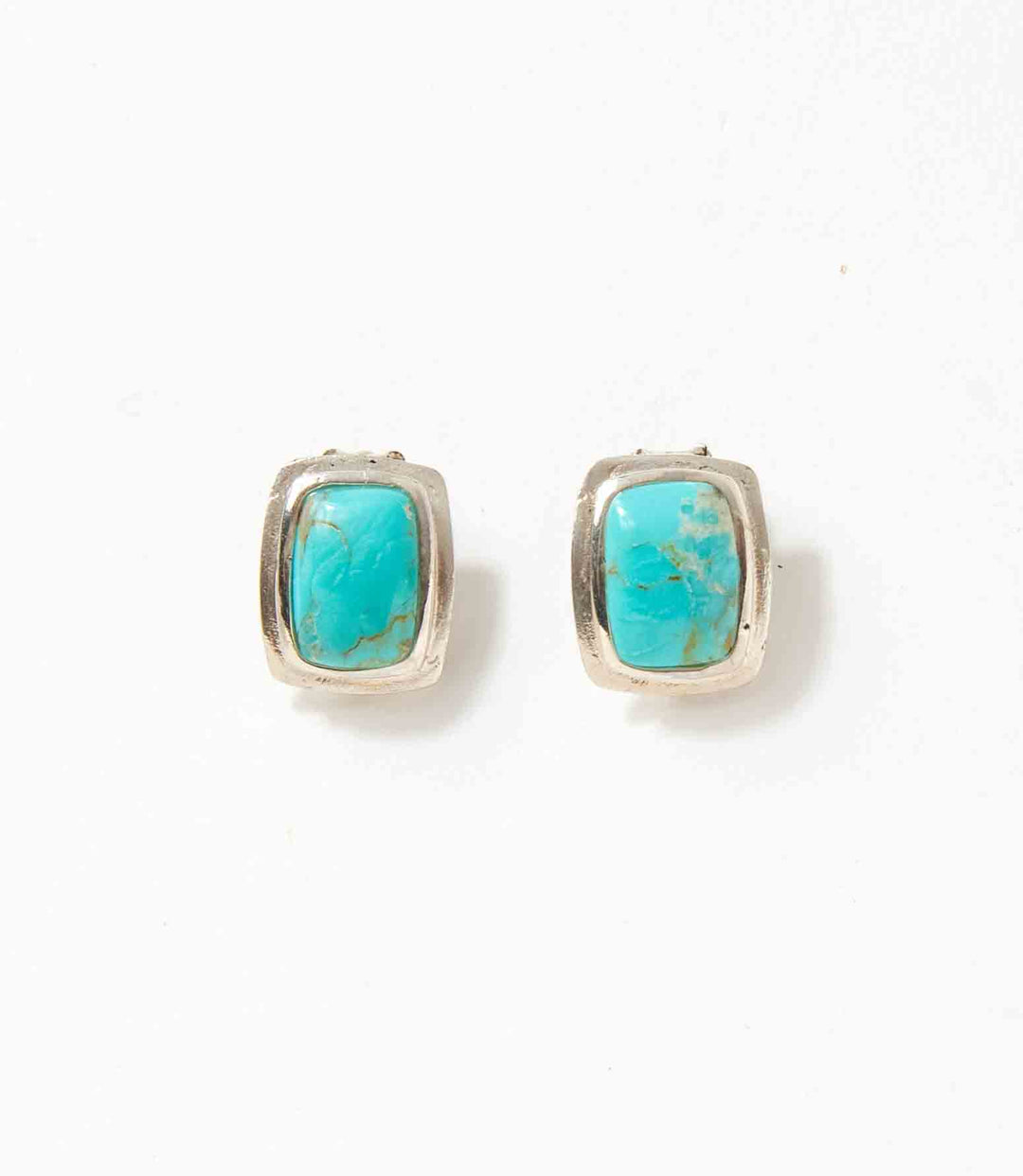 Turquoise Sterling Silver Clip Earrings