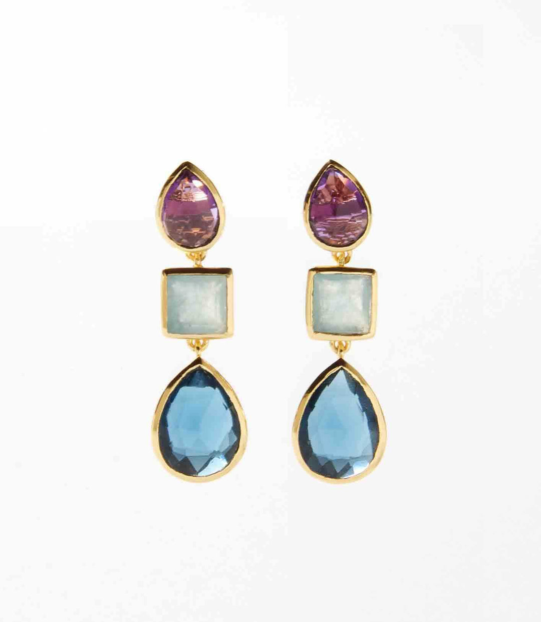 Mixed Triple Gemstone Earrings