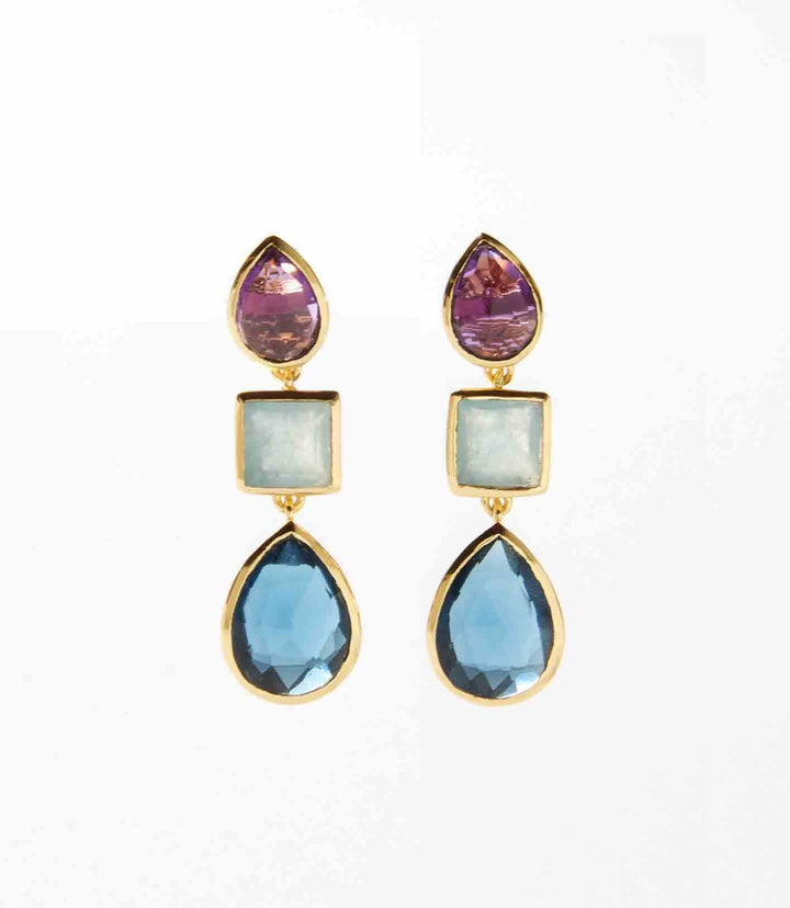 Mixed Triple Gemstone Earrings