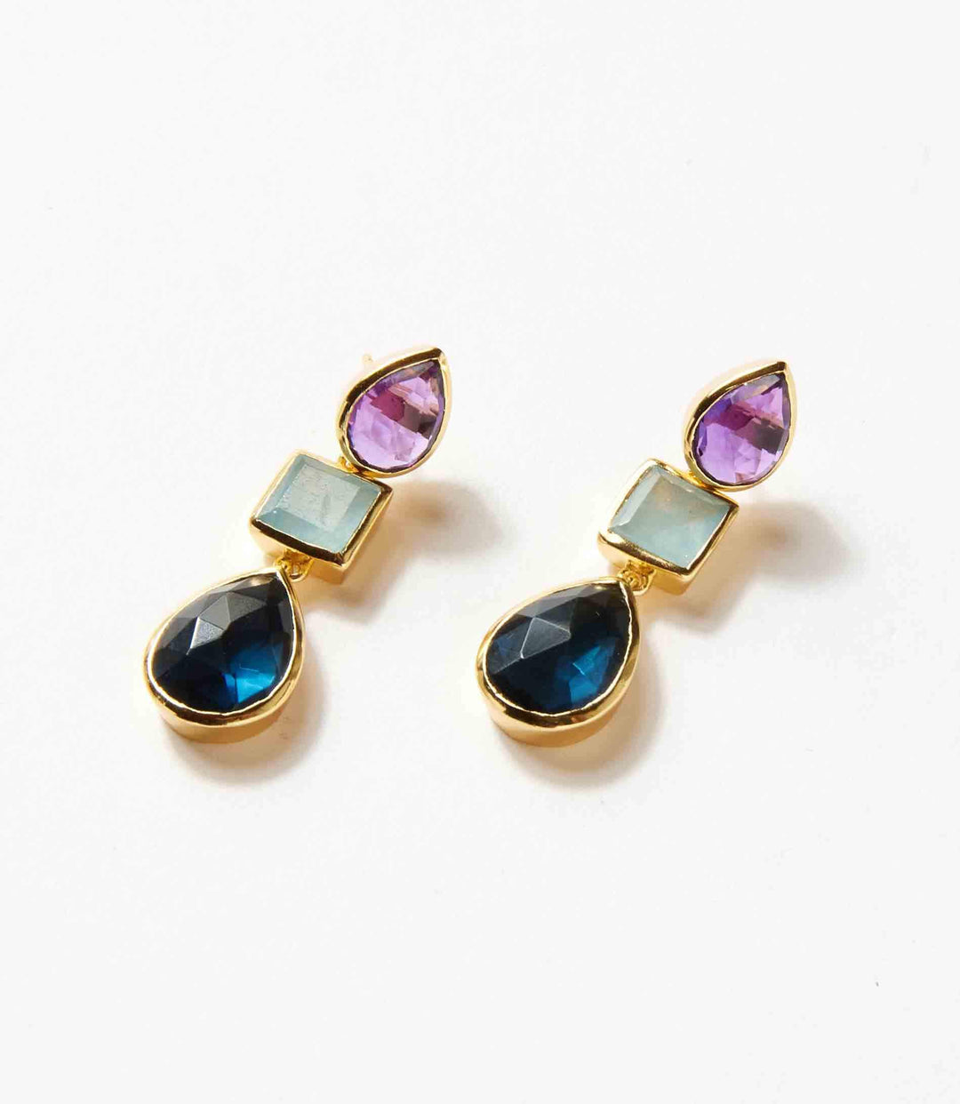 Mixed Triple Gemstone Earrings