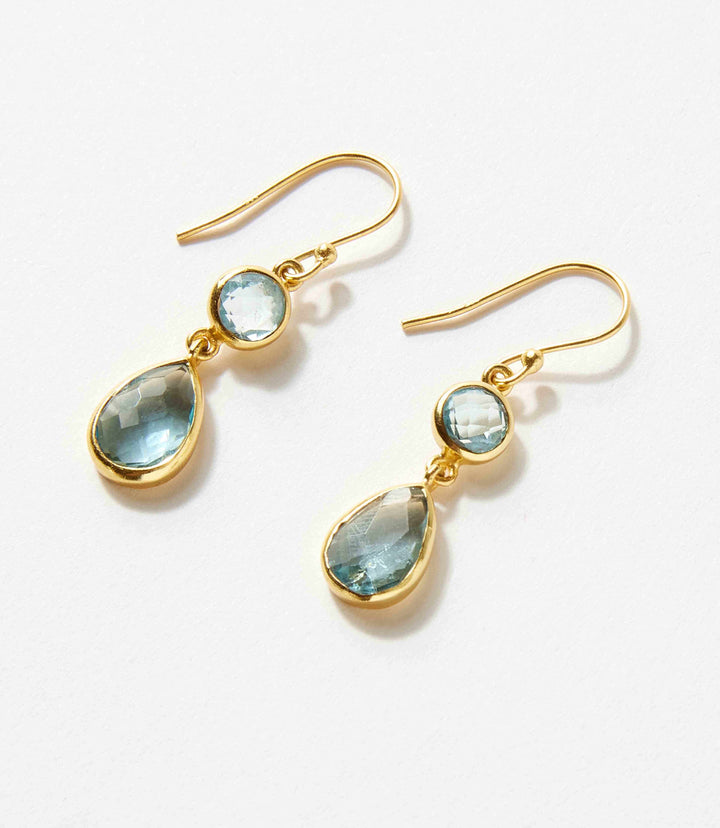 Blue Topaz Double Drop Earrings