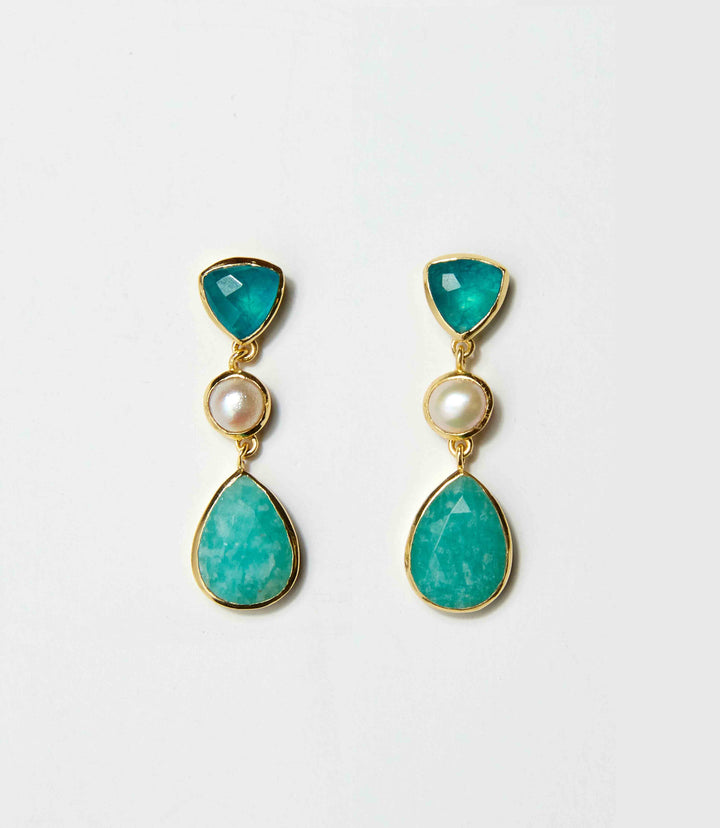 Gemstone And Pearl Earrings