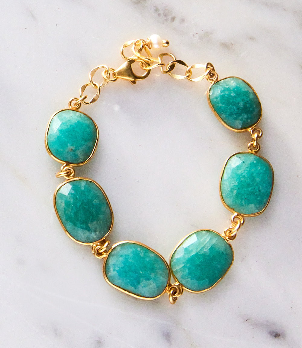 Amazonite Bezel Bracelet