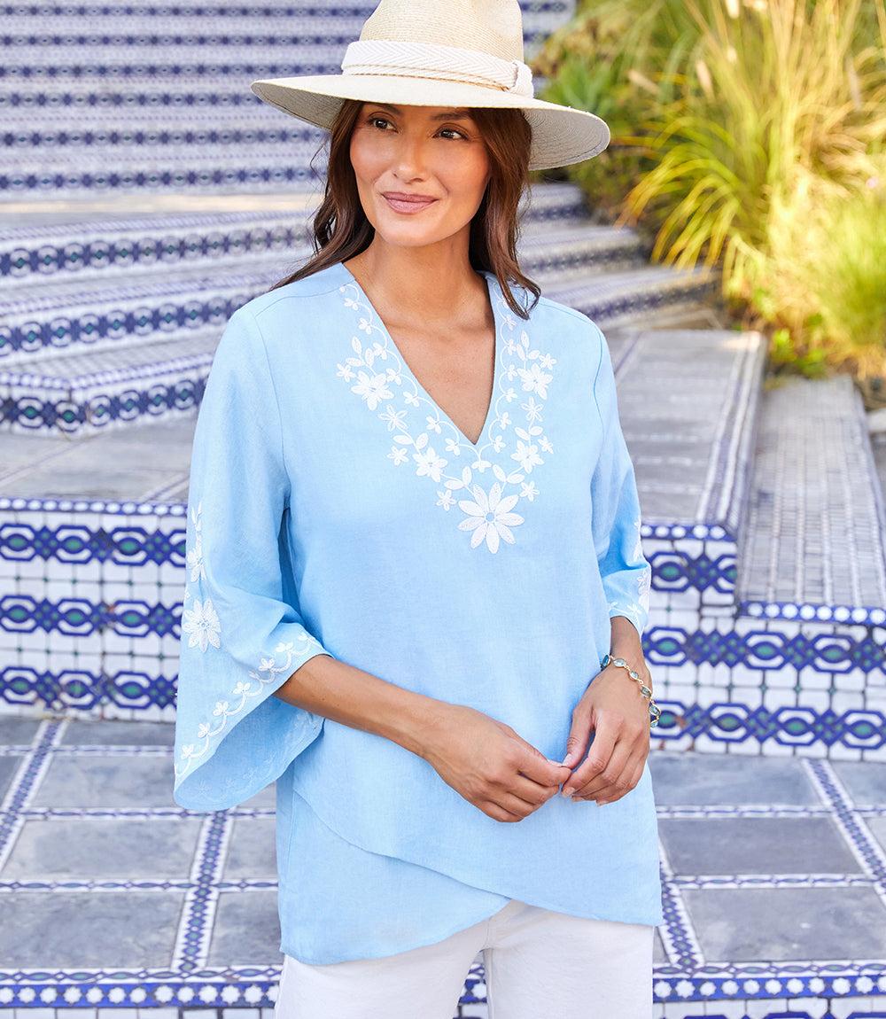 Bracelet Sleeve Embroidered Asymmetric Top