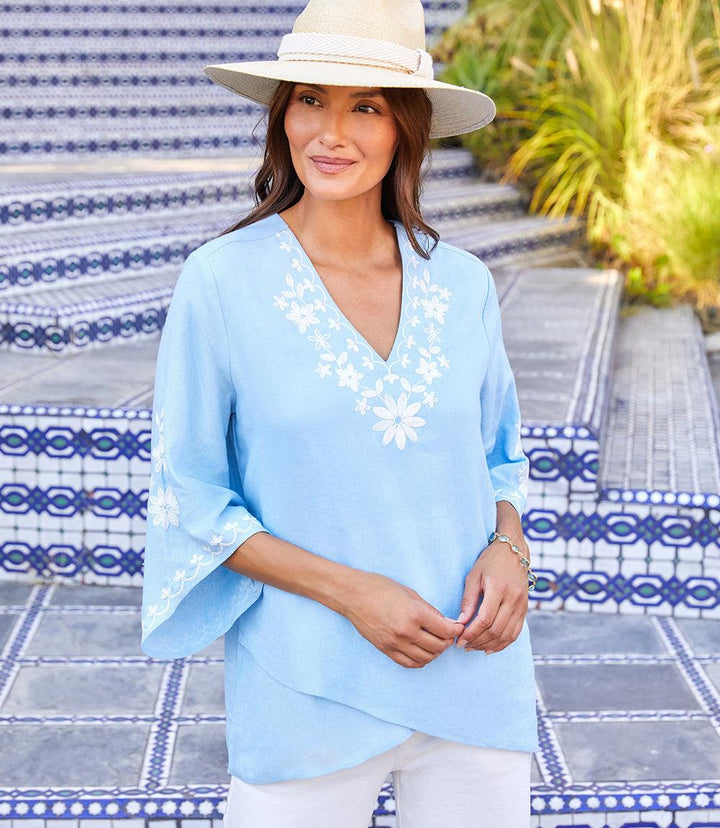 Bracelet Sleeve Embroidered Asymmetric Top