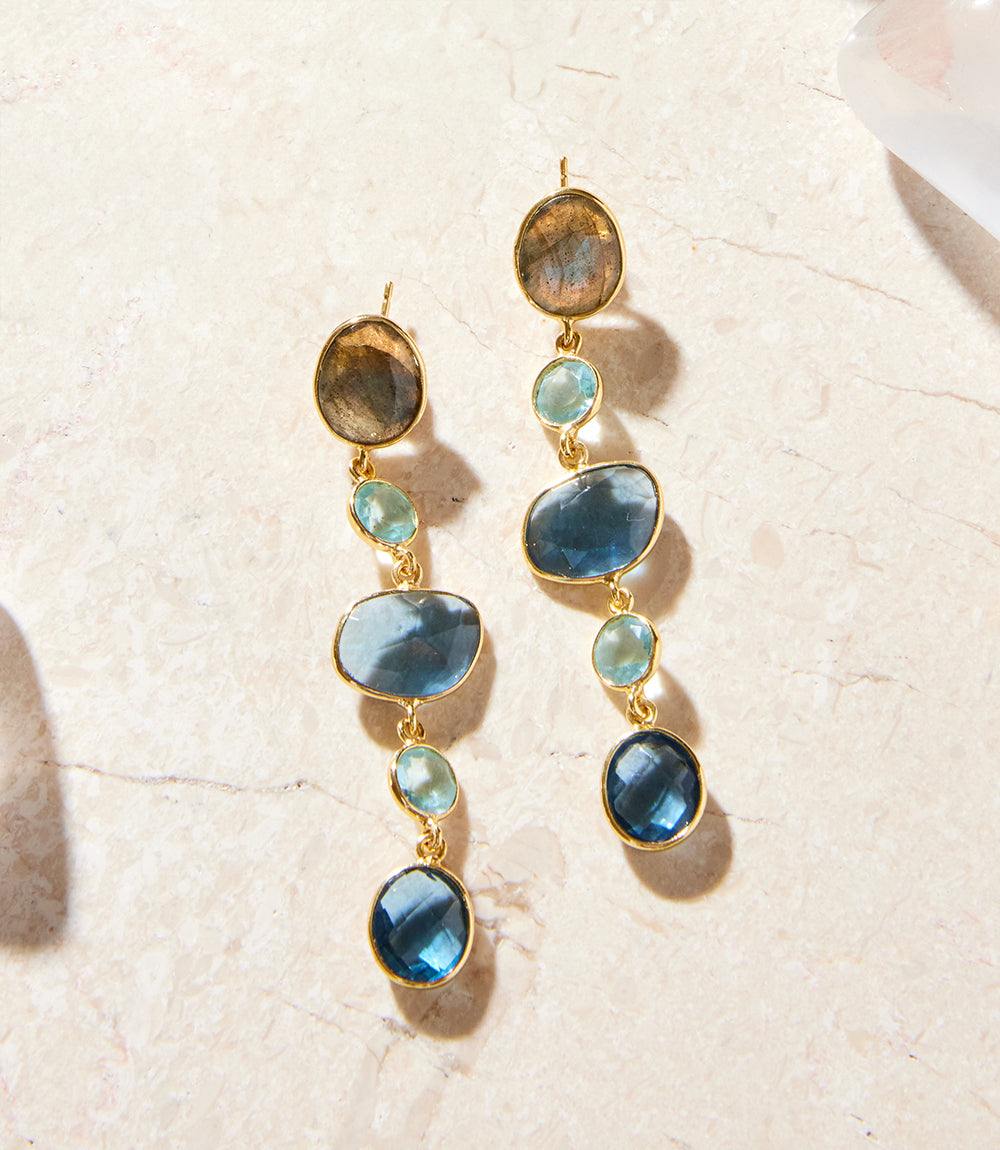 Mixed Gemstone Strand Earrings