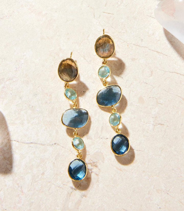 Mixed Gemstone Strand Earrings