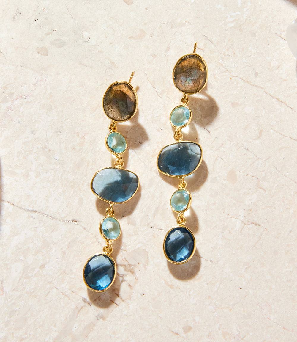 Mixed Gemstone Strand Earrings