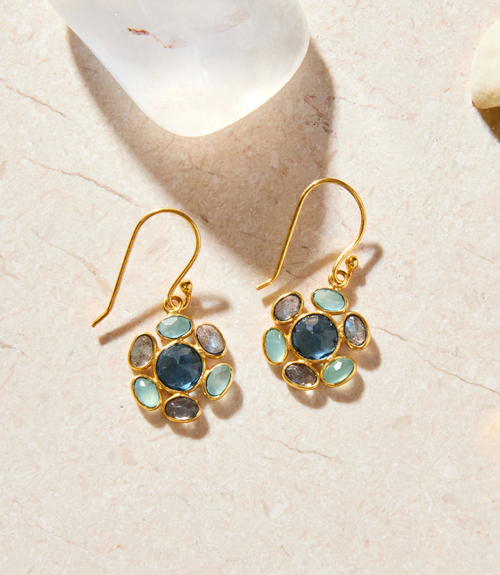 Multi Gemstone Circle Earrings