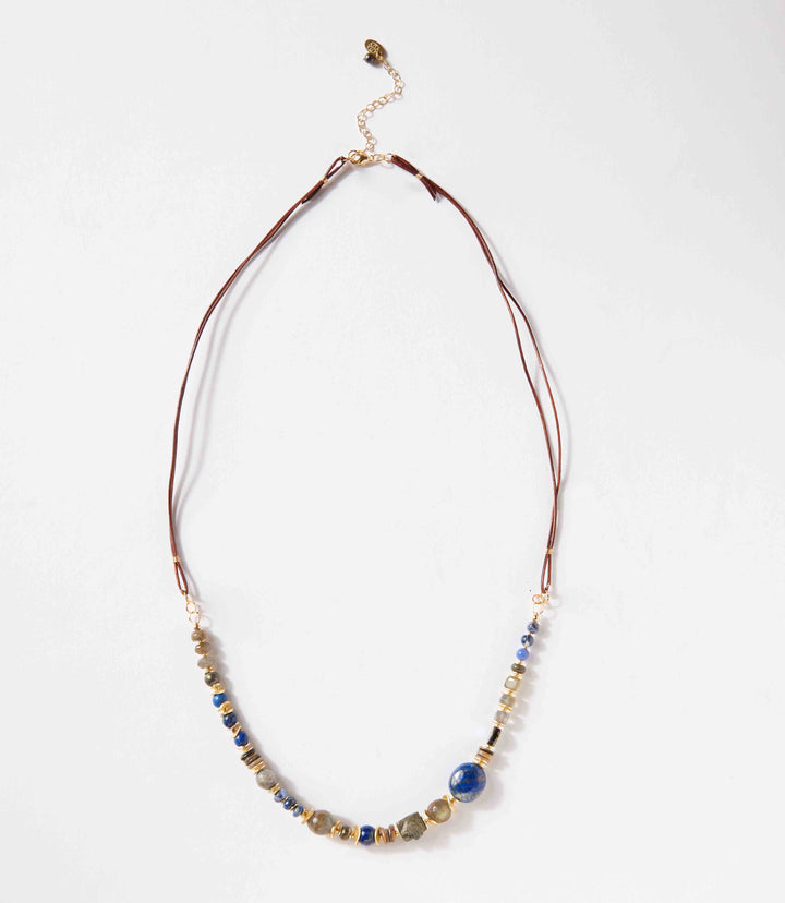 Blue Moon Shell And Gemstone Necklace