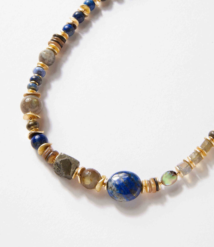 Blue Moon Shell And Gemstone Necklace