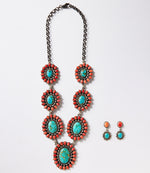 Spiny Oyster Turquoise Necklace And Earring Set
