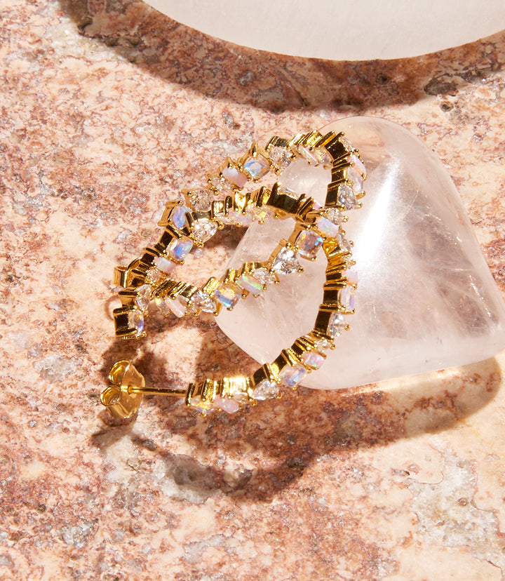 Multi Gemstone Hoop Earrings