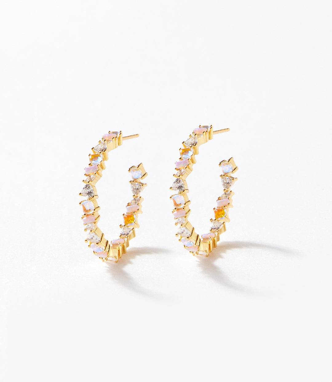 Multi Gemstone Hoop Earrings