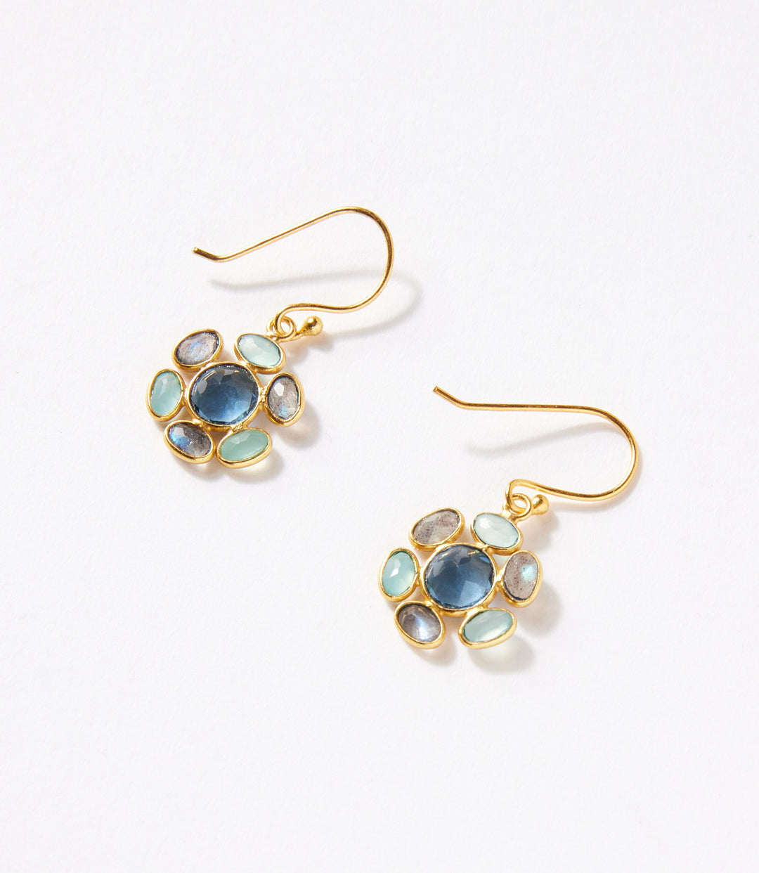 Multi Gemstone Circle Earrings