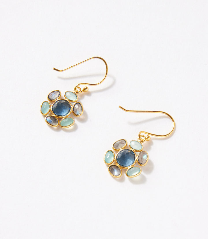 Multi Gemstone Circle Earrings