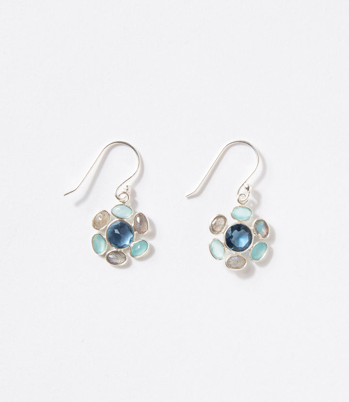 Multi Gemstone Circle Earrings