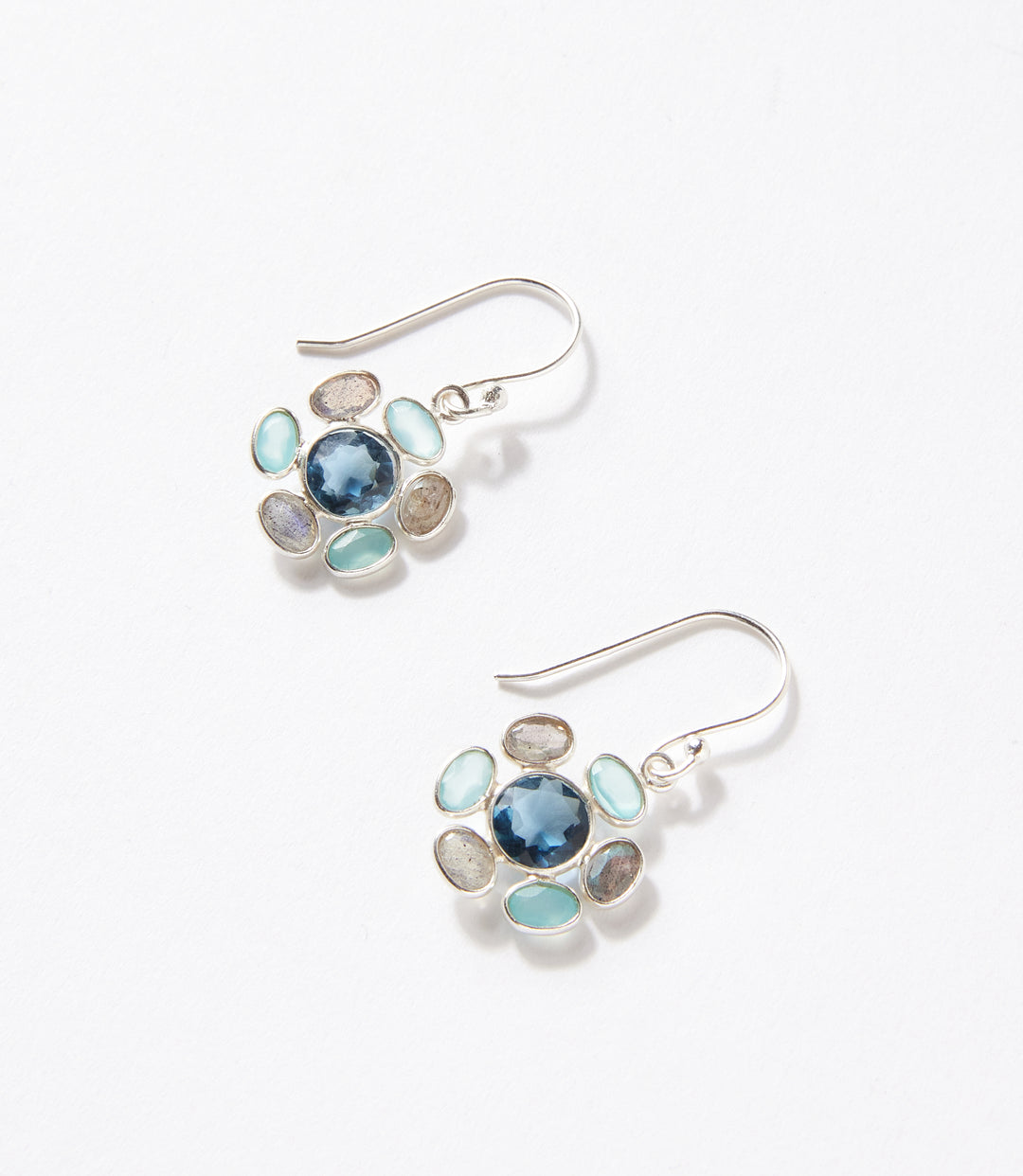 Multi Gemstone Circle Earrings