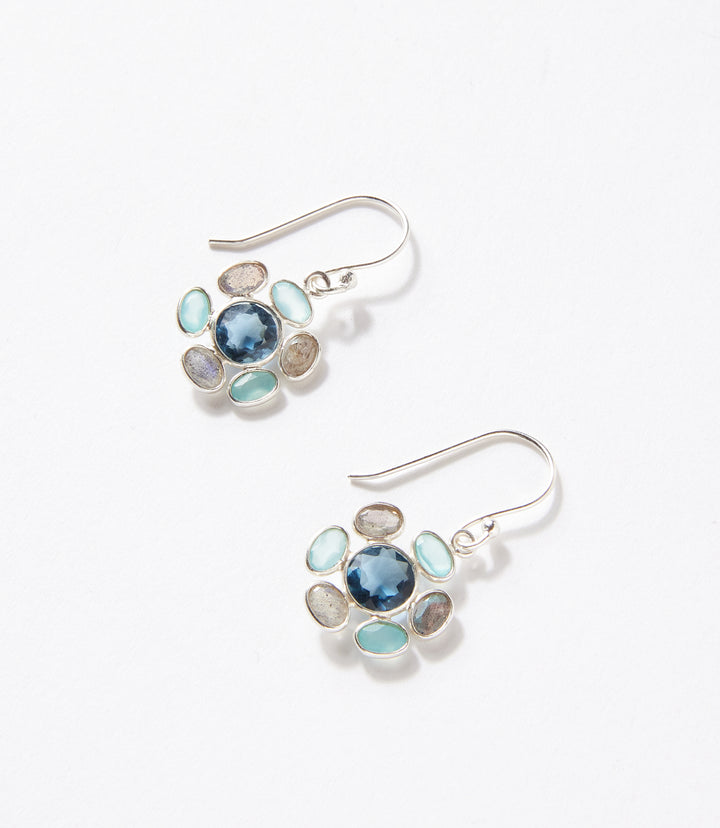Multi Gemstone Circle Earrings