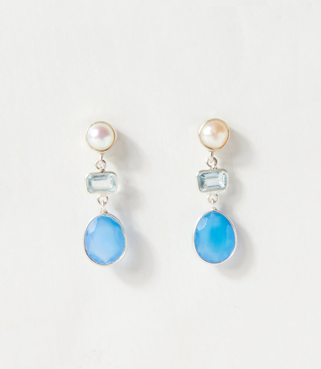 Pearl And Gemstone Drop Earrings