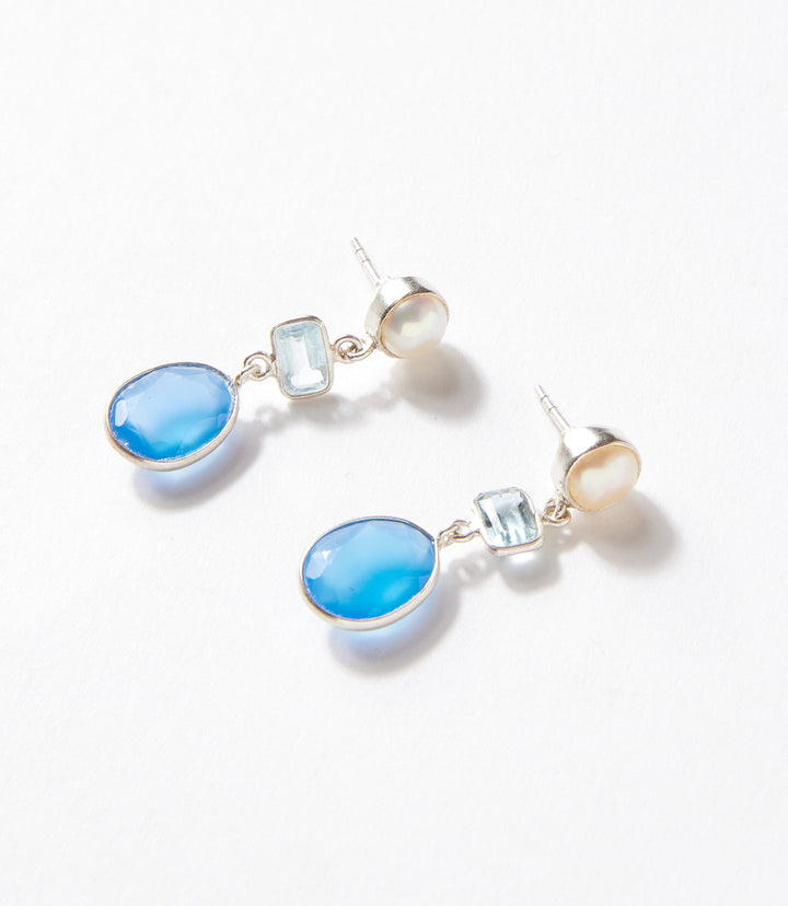 Pearl And Gemstone Drop Earrings