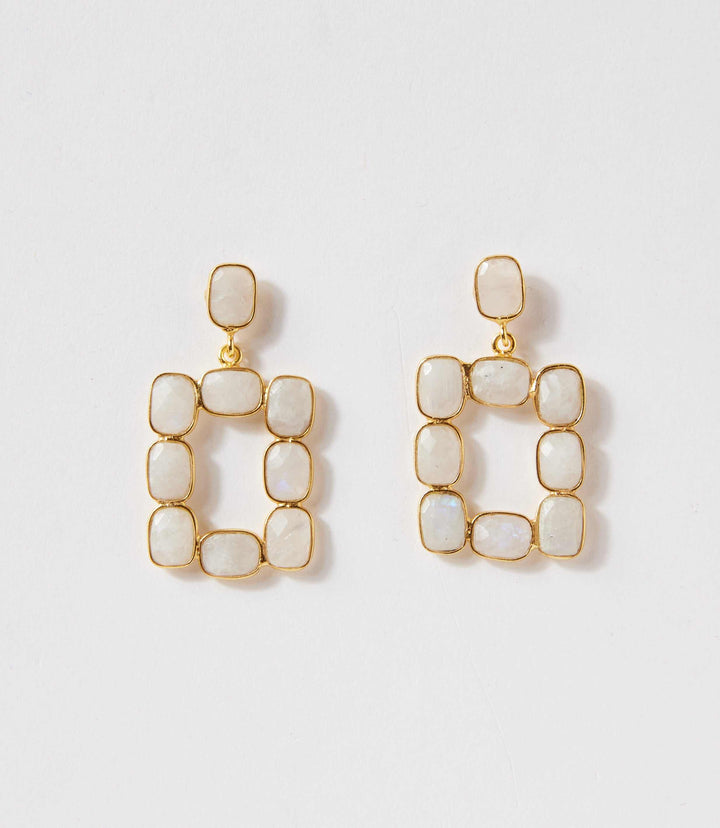 Rectangular Gemstone Bezel Earrings