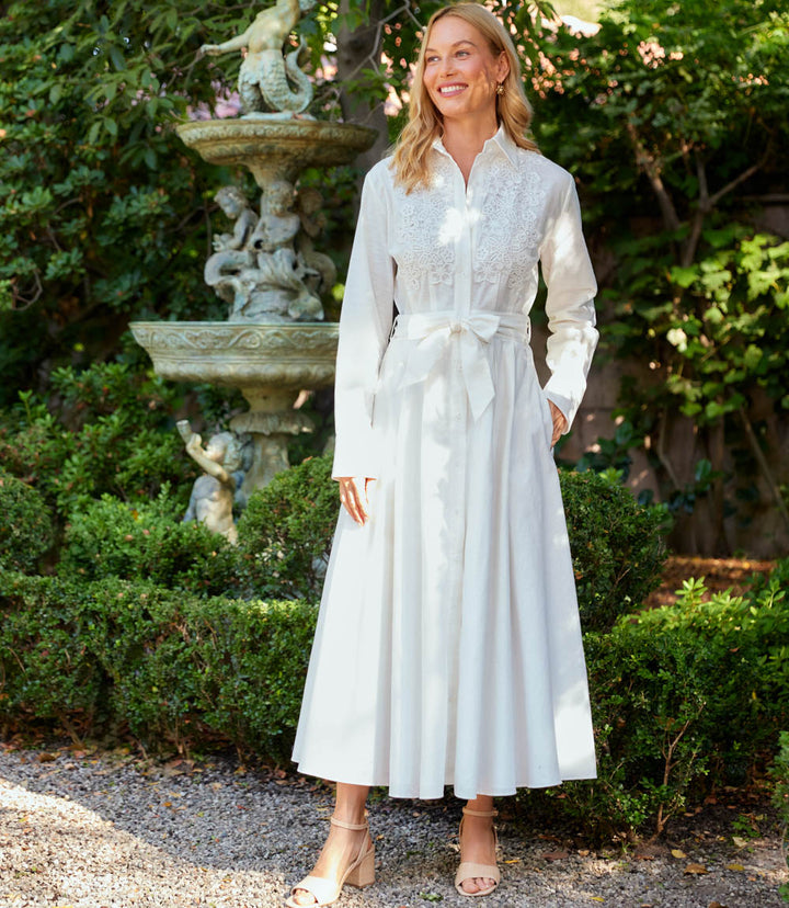 Lace Applique Midi Shirtdress