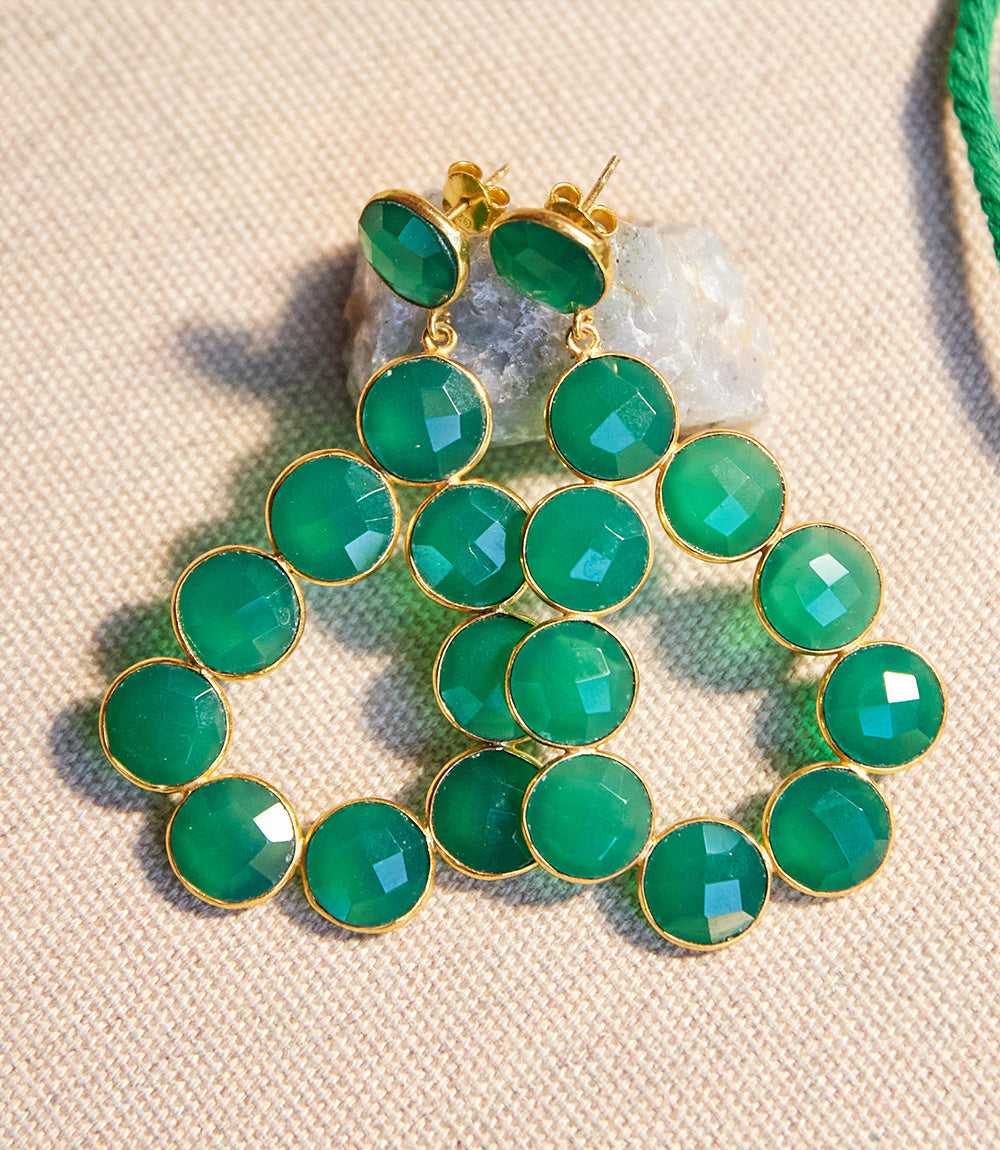 Gemstone Bezel Drop Earrings