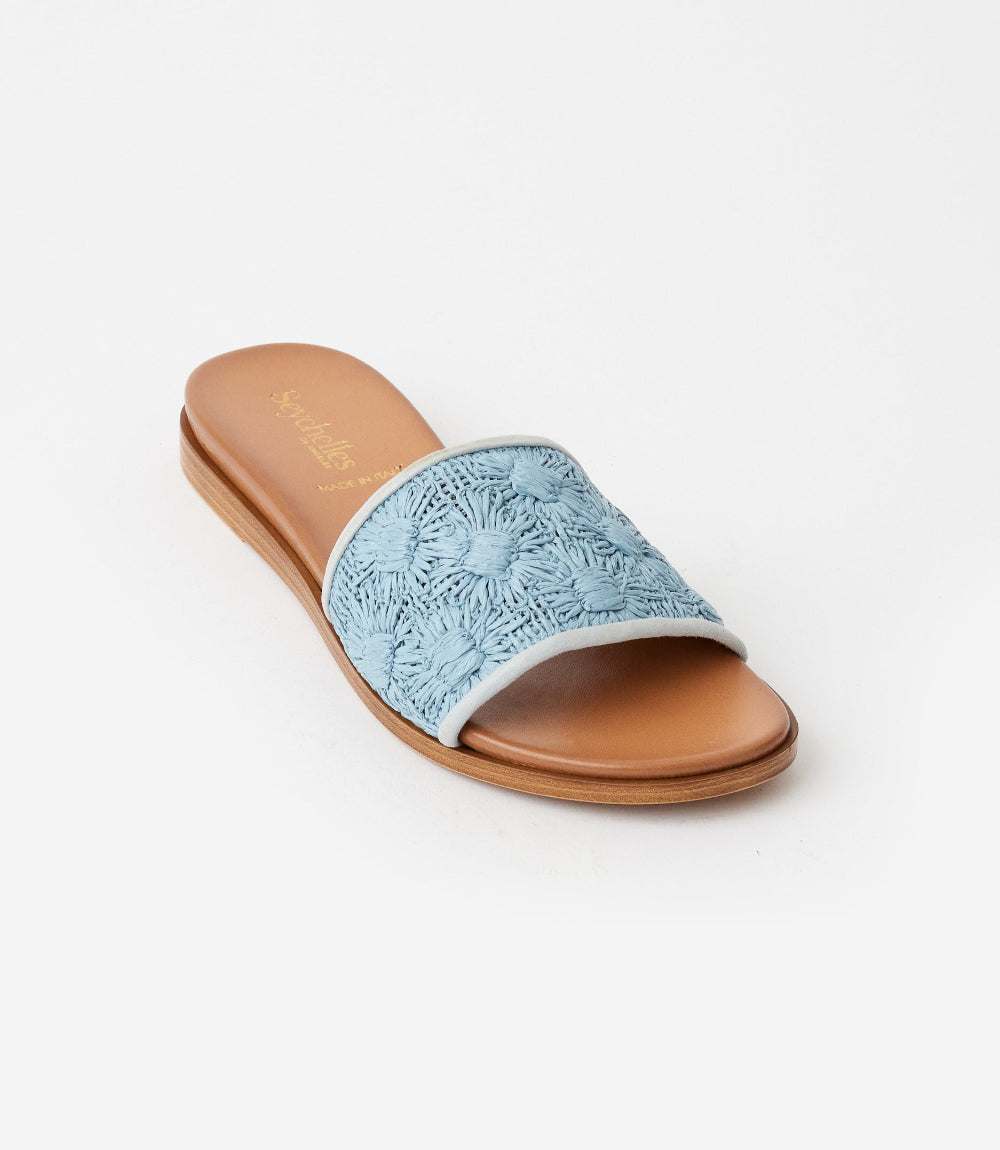 Seychelles Rafia Slides Seychelles Dakota Flower Raffia Slides – Karen Kane
