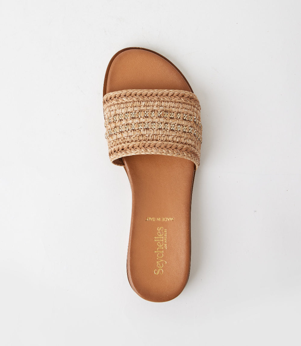 Seychelles Destination Boho Embellished Slides