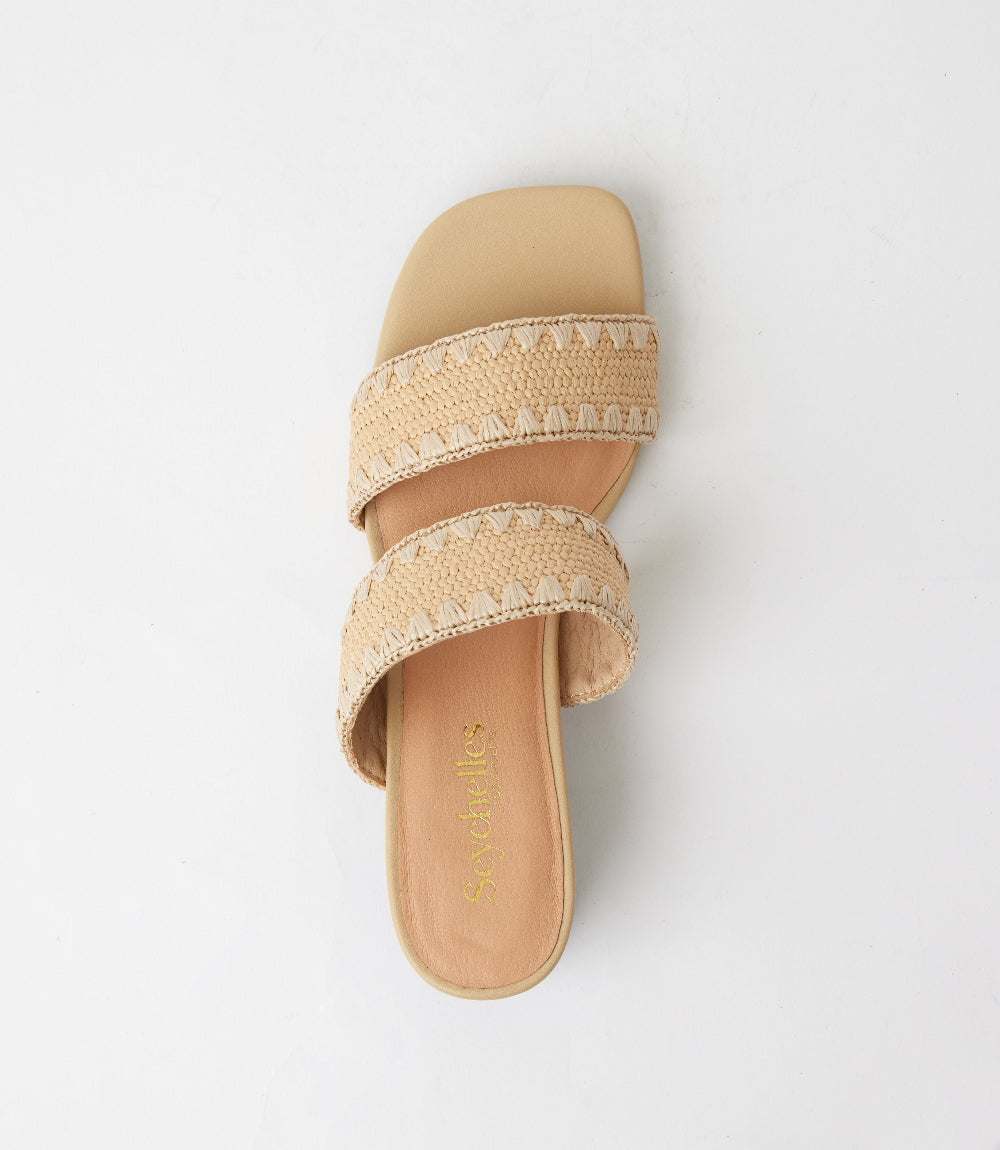 Seychelles Rafia Slides Seychelles Maui Raffia Mid Heel Sandals – Karen Kane