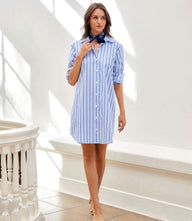 Stripe Roll Tab Shirtdress