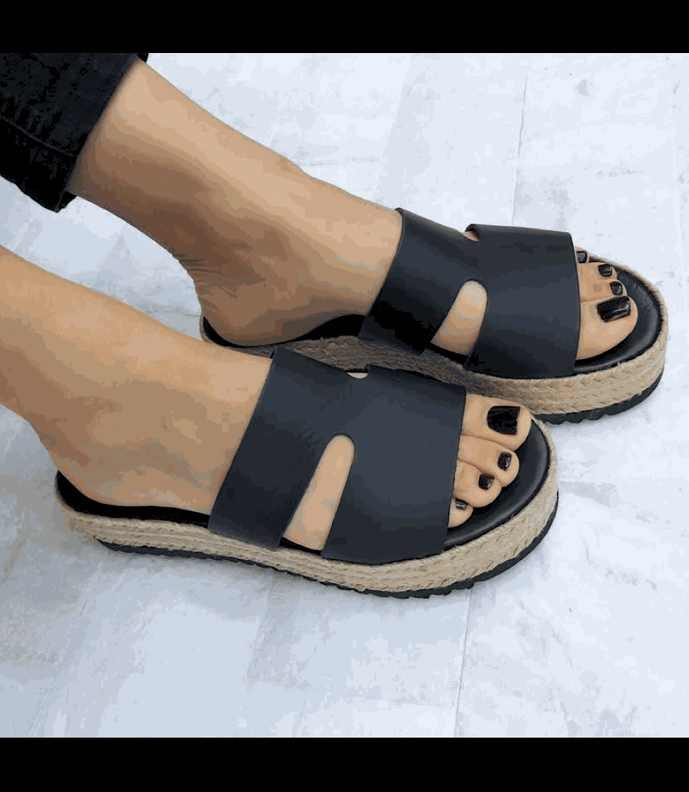 Leather Espadrille Slides