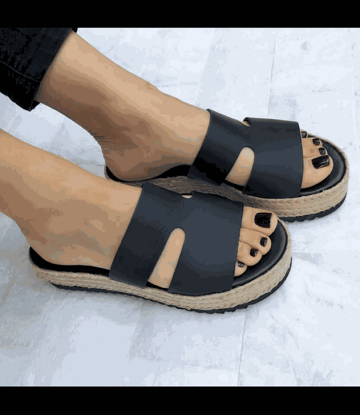 Leather Espadrille Slides