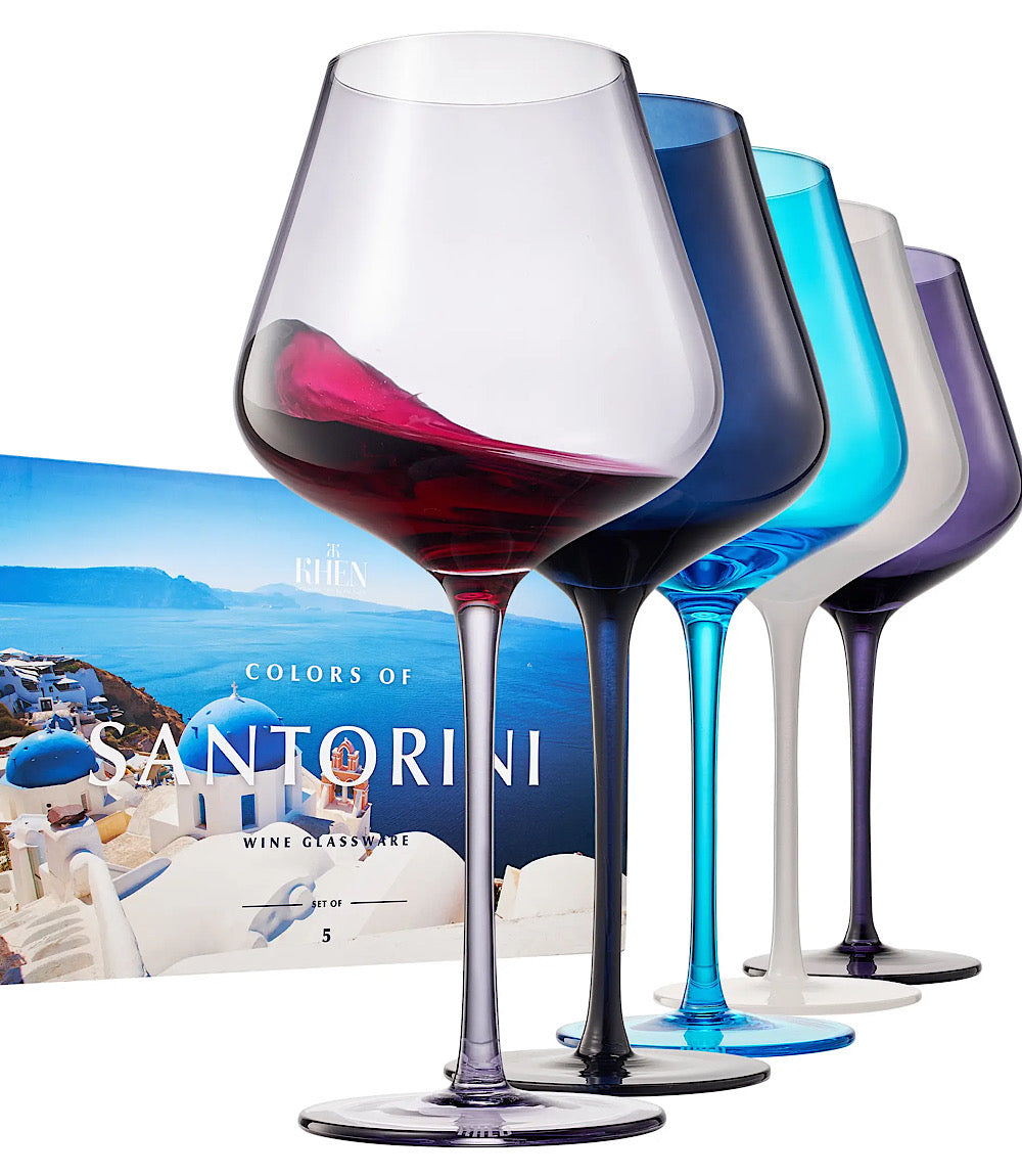 Colors Of Santorini Wine Glasses, Set Of 5