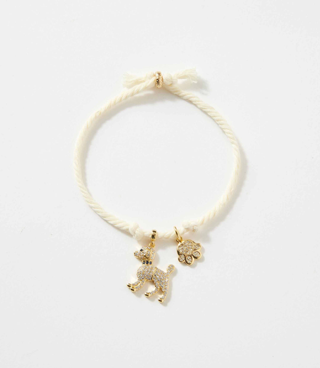Pavé Dog And Paw Cord Bracelet