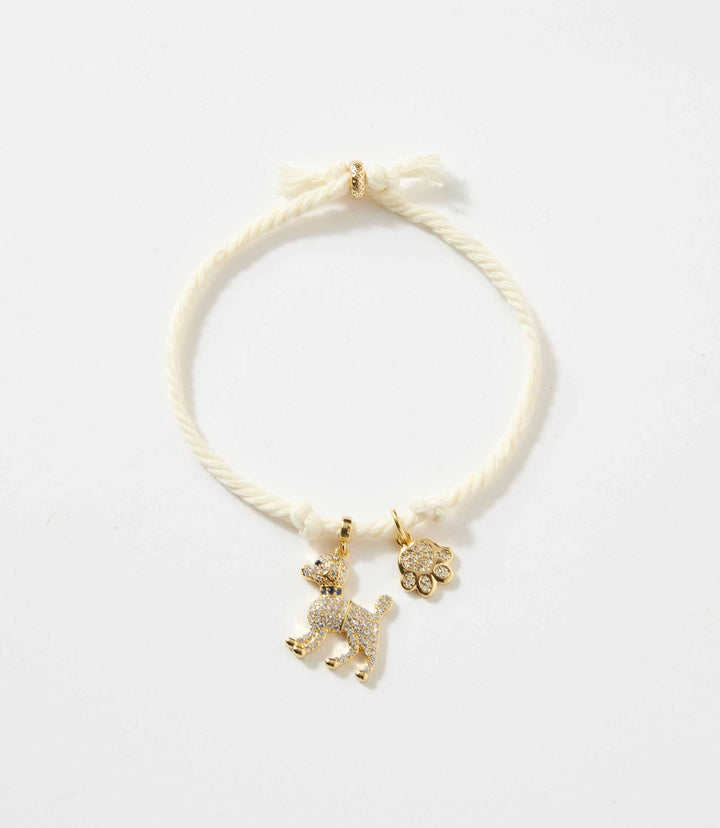 Pavé Dog And Paw Cord Bracelet